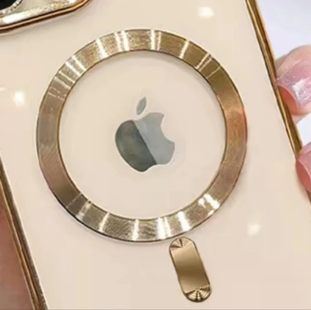 New Electroplated glitter magnet suction Ring Apple IPhone 15 ProMax Phone cas